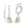 Cute Two Tone Gold Silver Color Women and Dog Stud Earrings Dog Mom Small Hoop Earrings Animal Pet Jewelry - Image 2