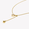 Square Clear Zircon Tassel Heart Necklace Gold Plated Stainless Steel Minimalist Style Women Jewelry - Image 6
