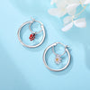 Silver Beetle Daisy Insect Flower Earrings Silver Hoop Earrings For Women Jewelry Party Gifts - Image 3