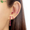 Silver Needle Colorful Gemstone Earrings for Women Water Drop Pendant Stud Earrings Wedding Jewelry Gifts - Image 5