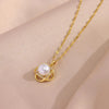 Vintage Pearl Pendant Necklaces Earrings For Women Female Daily Wear Stainless Steel Jewelry Set Girls Party Gift - Image 6