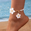 Faux Pearl Chic Flower Pendant Anklet for Women Delicate Forel 3D Flower Foot Chain Party Vocation Jewelry Gifts - Image 1