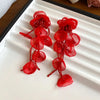Glass Chiffon Flowers Tassel Dangle Earrings for Women Sweet Exaggerated Design Earring Vacation Style Jewelry Travel K - Image 3