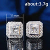 TrendMen Hiphop Rock Square Cubic Copper Zirconia Stud Earrings For Men Boy Silver Color Metal Crystal Earring Party Ear Jewelry - Image 3