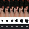 1 Pair Stainless Steel Black Round Square Cubic Zirconia Stud Earrings Set Punk Piercing Jewelry for Men Women 3-8mm - Image 2