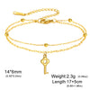 Heart Key Bowknot Charm Bracelet Stainless Steel Gold Color Double Layer Beads Chain Anklet Jewelry Gift - Image 10