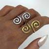 Stainless Steel Irregular Spiral Opening Ring for Women Simple Gold Color Geometric Hollow Adjustable Rings Jewelry - Image 1