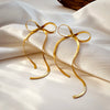 Snake Chain Bow Drop Stud Earrings for Women Gold Plated Bowknot Long Tassels Earring Party Jewelry - Image 2