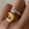 Stainless Steel Metal Gold Thaya Colorblock Cross Asymmetric Open Ring Jewelry Pour - Image 1