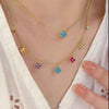 Silver Lucky Clover Four-Leaf Pendant Necklace for Women Colorful Flower Clavicle Chain Jewelry Gifts - Image 2