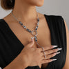 Square Black Crystal Irregular Y-shaped Necklace Punk Style Jewelry Accessories - Image 4
