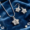 2pcs Set Silver Classy Charms Star Necklace Earrings for Women Wedding Jewelry Set - Image 3