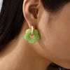 Colorful Flower Resin Acrylic Charms Earring Gold Color Circle Ear Buckle Hoop Earrings for Women Cute Gift Jewelry - Image 2
