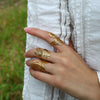 Gold Plated Stainless Steel Rings for Women Irregular Hammered Metal Texture Statement Jewelry - Image 2