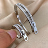 Greatera Zipper Cubic Zircon Filled Sparkly Buckle Bracelet Ring For Men Personality Design Stainless Steel Women's Jewelry - Image 12