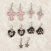 Goth Vintage Cute Bowknot Pink Strawberry Heart Star Pendant Earrings Egirl Gothic 2000s Y2K Emo Rave Jewelry Scene Accessories - Image 1
