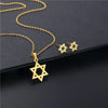David Star Necklace Earrings Set Classic Jewish Star of David Pendant Stainless Steel Jewelry Sets for Women - Image 1