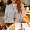 Cross Wooden Pendant Men's and Women's Necklace Black Brown Sweater Chain Rope Religious Neutral Jewelry Accessories - Image 5