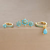 3PCS Flower Pendant Stainless Steel Earrings Set for Women Blue Zircon Water Drop Hoop Earring Aesthetic Piercing Jewelry Gifts - Image 5