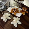 Stainless Steel Hoop Earrings for Women Girls White Brown Resin Gardenia Flower Dangle Earrings Design Jewelry Gifts - Image 5