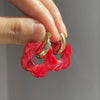 Colorful Flower Resin Acrylic Charms Earring Gold Color Circle Ear Buckle Hoop Earrings for Women Cute Gift Jewelry - Image 10