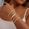 Gold Bracelets for Women Gold Plated Chunky Cuff Bangles Tie Knot Cuban Rope Paperclip Beaded Bracelet Stack Gift - Image 3