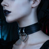 Women PU Leather Necklaces Collar Choker Heart Punk Rock Adjustable Collar Necklaces - Image 1