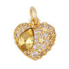 Brass Heart with CZ Zirconia Paved Charm Pendant, Gold Plated Zircon Jewelry Finding Supplies - Image 29