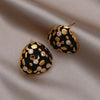 Korea jewelry gold plated black baking paint stereo zircon water drop earrings elegant women's daily accessories - Image 5