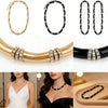 Bamboo Style Black Choker Necklace Crystal Embellished Curved Tube Collar, Versatile Jewelry for All Occasions - Image 4
