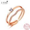 Silver Elegant Double Layers Rhinestone Open Adjustable Rings Women Jewelry Rose Gold Zircon Resizable Ring - Image 7