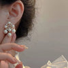 Temperament Bow Pearl Ear Clips Earrings Without Ears Hole Women's Sweet Temperament Versatile Rhinestone Clip on Earrings - Image 6