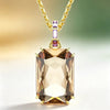 Rectangle Olive Green Zircon Hoop Chain Necklace Earrings Bracelet Ring Women Jewelry Set - Image 4