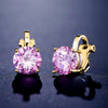 Round Cubic Zirconia Copper Clip Earrings For Women Gold Color Crystal Metal Earring Party Wedding Daily Jewelry - Image 9