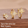 3PCS Korean Shiny Zirconia Star Clip Earring Set For Women Stainless Steel Charm Female Sweet Ear Cuff Cartilage Earring Jewelry - Image 7