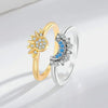 Sun and Moon Open Ring Adjustable Overlapping Wear Rings for Women Girls CZ Finger Jewelry Gifts - Image 8