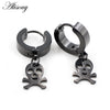 2PCS Stainless Steel Star Cross Snake Spike Skull Sword Blade Chain Feather Spider Dangle Women Men Huggie Hoop Earrings - Image 3