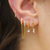 4PCS Stainless Steel Long Chain Pendant Earrings Set for Woman Little Huggies Hoop Earrings Cartilage Piercing Jewelry - Image 2