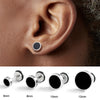 Men's Earings Titanium Steel Round Black Oil Drip Stud Earrings For Men Korean Stainless Steel Punk Jewelry Accessories - Image 1