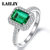 Silver Adjustable Ring Diamonds Emeralds Ring For Women - Image 1