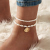 Bohemian Simulated Pearl Chain Wedding Anklet Bracelet for Women Gold Color Shell Pendant Anklet Jewelry Gift - Image 1