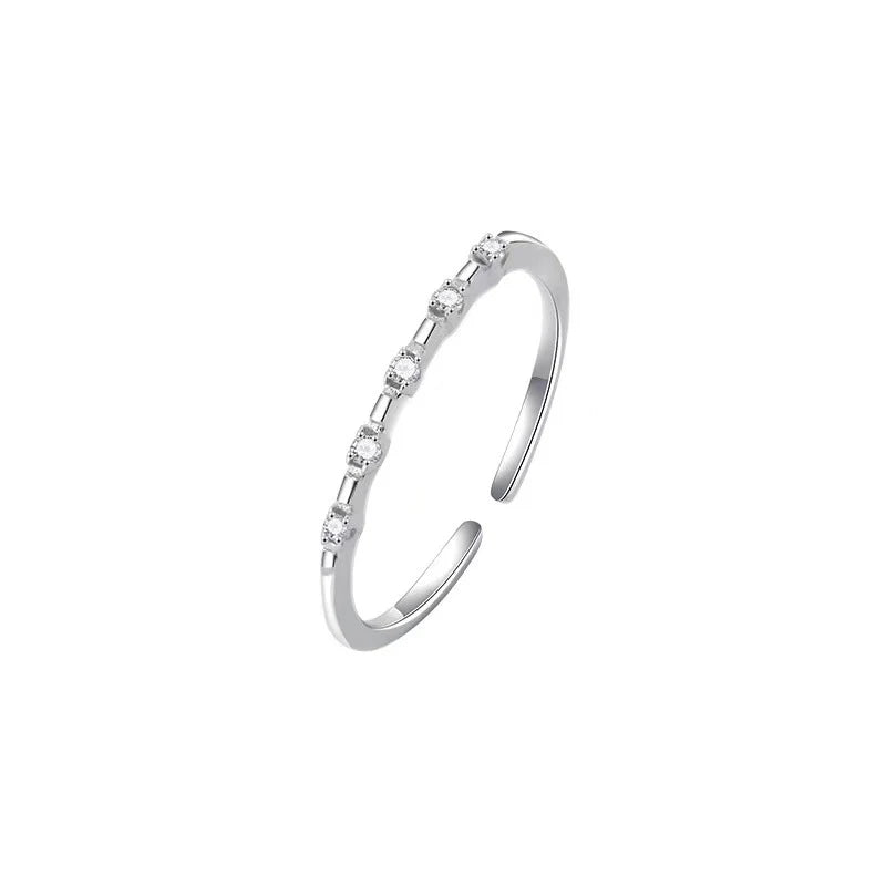 Silver 1.2mm Thin Round Zircon Adjustable Ring For Women Party Classic Jewelry Light Accessories - Image 1