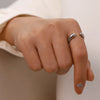 Cast Textured Stainless Steel Open Ring Minimalist Statement Charm Jewelry Women - Image 4