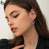 White Gold Plated Hoop Earrings Chunky Earring with Silver Ear Buckles Punk Women Ear Jewelry - Image 2