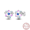 Silver Hoops Earrings Colorful Flower Butterfly Bee Drop Earring For Women Birthday Party Jewelry Gifts - Image 11
