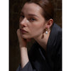 Pearl Drop Earrings with Geometric Metal Tops - Image 2