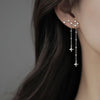 Silver Color Asymmetric Big Dipper Earrings for Women Zircon Long Tassel Chain Dangle Earrings Wedding Jewelry - Image 3