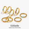 Gold Plated Shiny 12 Colors Birthstone Ring Stainless Steel Gold Plated Zircon Rings Zodiac ConstellationFor Women - Image 1
