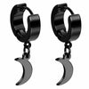 2pcs Women Men's Stainless Steel Dropping Earrings Black/Silver Color Star Moon Gothic Punk Rock Style - Image 8
