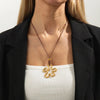 Chunky Geometric Gold Plated Stainless Steel Pendant Necklace for Women Adjustable Pull Cord Leather Chain Party Jewelry Gift - Image 4